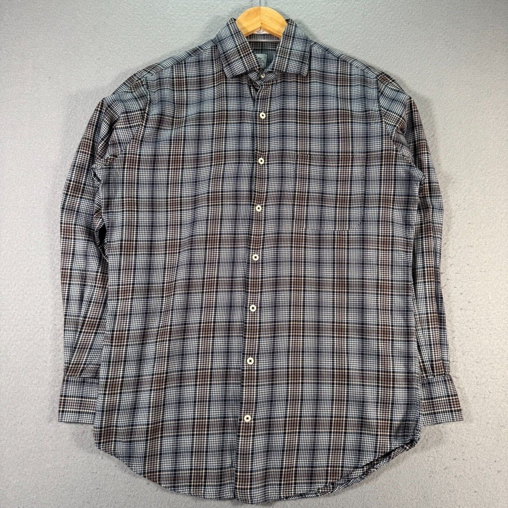 Peter Millar Button Up Shirt Mens Medium Multicolored‎ Houndstooth Golf Casual